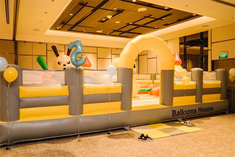 Large bouncy castle in a function room